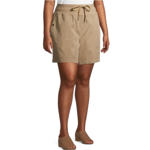 Terra & Sky NWT Women's Plus Size Utility Shorts Tan 656 - Picture 2 of 7